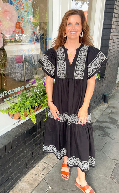 Bohemian Rhapsody Embroidered Midi Dress