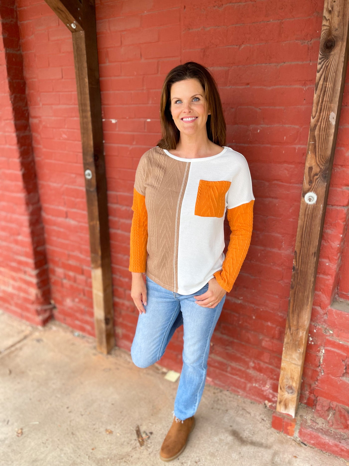 Rhythm Is A Dancer Colorblock Textured Knit Top
