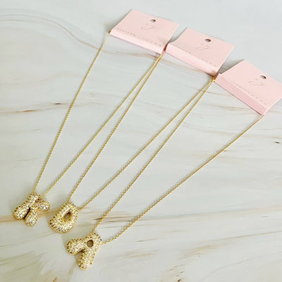 Crystal Bubble Initial Necklace: K
