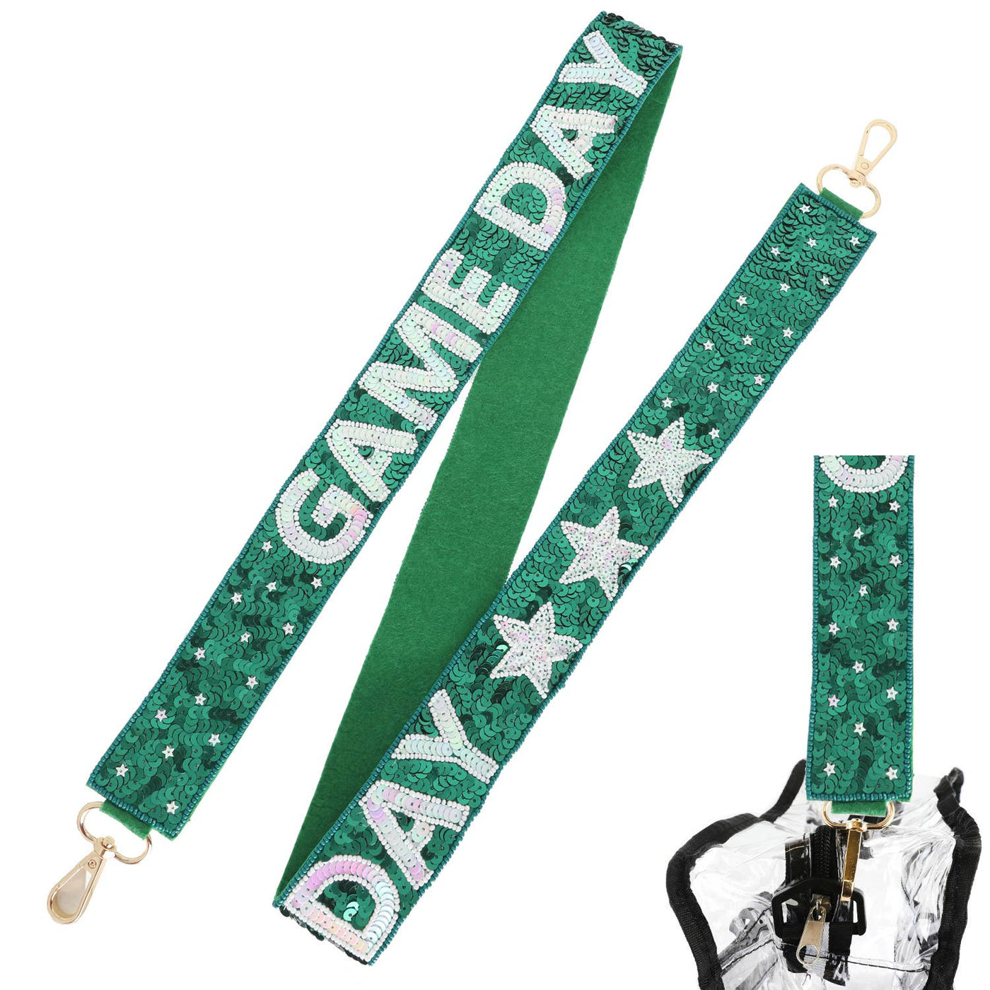 Game Day Sequin Star Patter Shoulder Bag Strap: Red Black