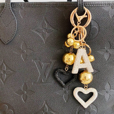 It Girl Glam Initial Key Chain: Black Diamonds / A