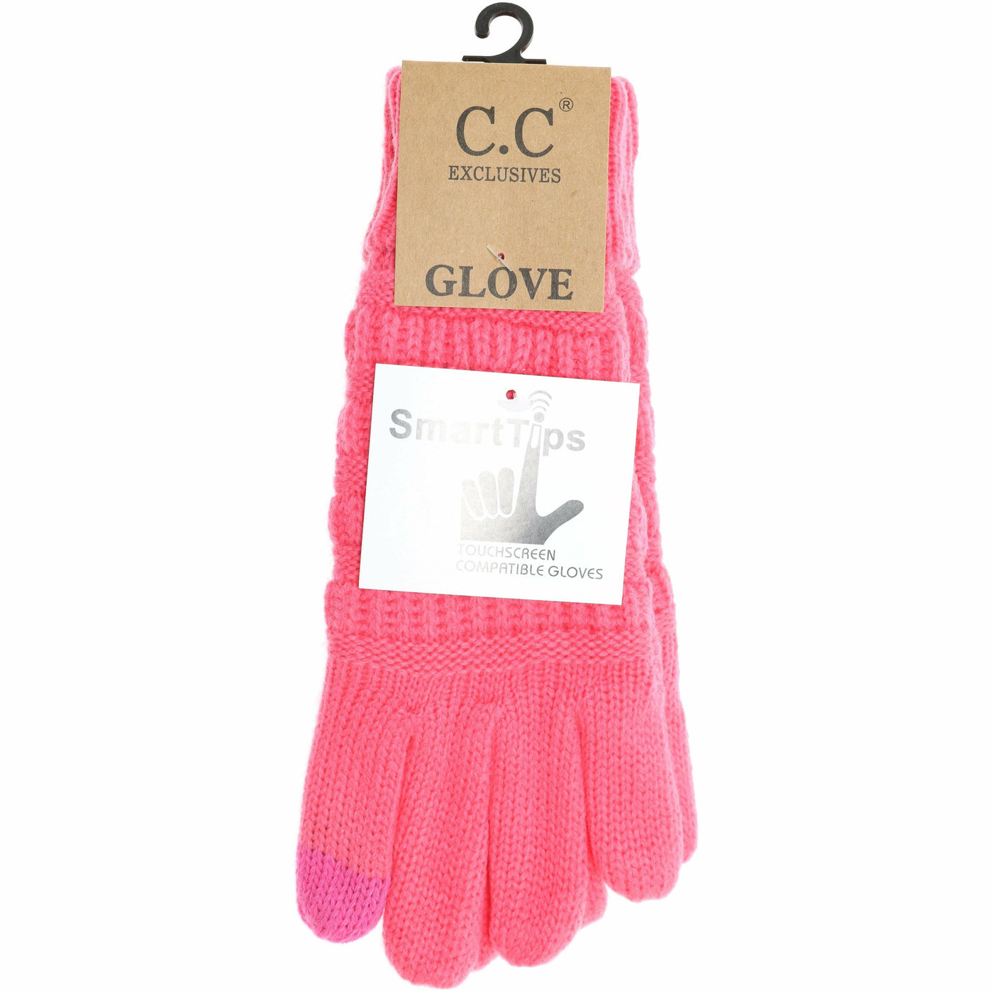 Women's Knit CC Gloves with Fuzzy Lining: Denim