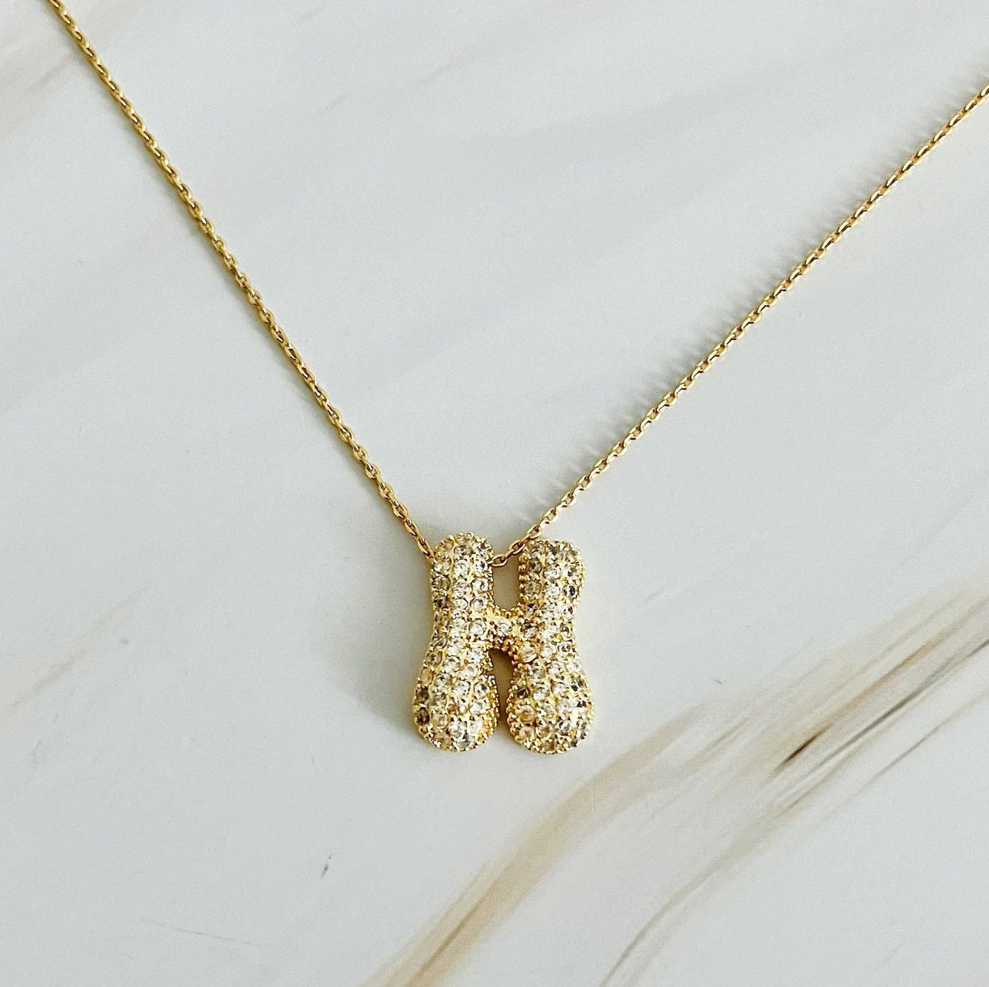 Crystal Bubble Initial Necklace: K