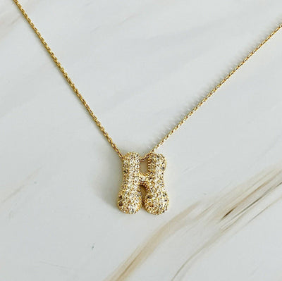 Crystal Bubble Initial Necklace: K