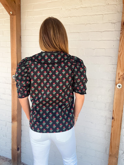 Wooden Heart Floral Peasant Top