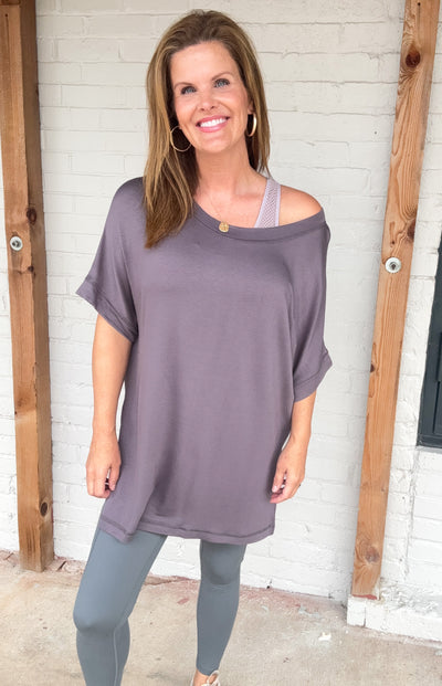 Calendar Girl Dolman Sleeve Oversized Tunic Tee