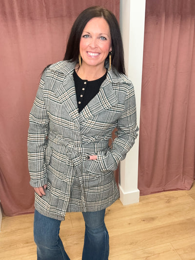 Spill The Wine Plaid Belted Coat