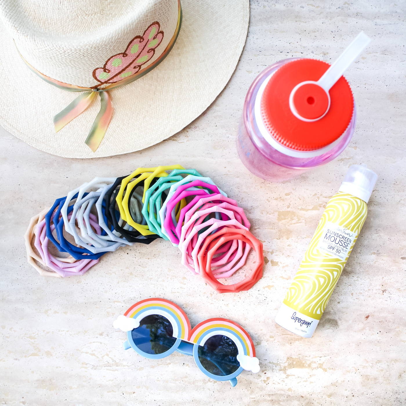 Waterproof Stacking Bracelet1-Bright Pink