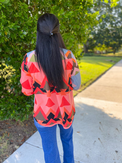 Don't Walk Away Geo Print Button Down