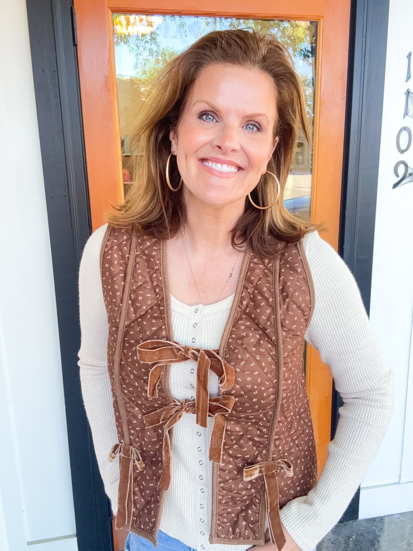 You Belong To The City Corduroy Quilted Floral Tie Vest