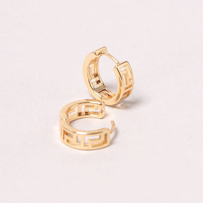 14K Gold-Dipped Carved Hoop Earring: GLD / ONE SIZE