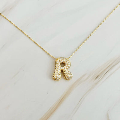 Crystal Bubble Initial Necklace: K