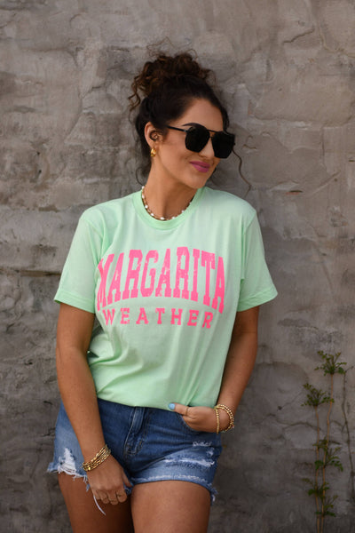 RTS Margarita Weather Tee: Heather Neo Mint / L