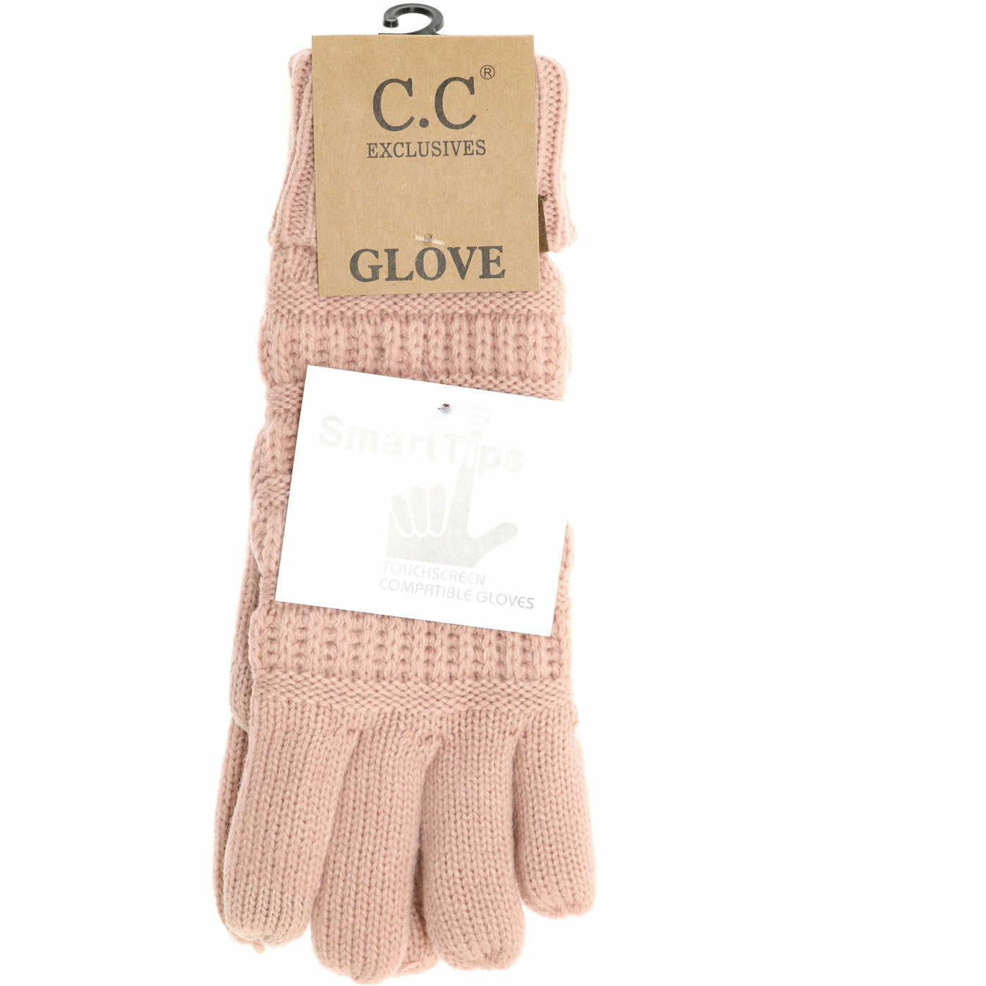 Women's Knit CC Gloves with Fuzzy Lining: Denim