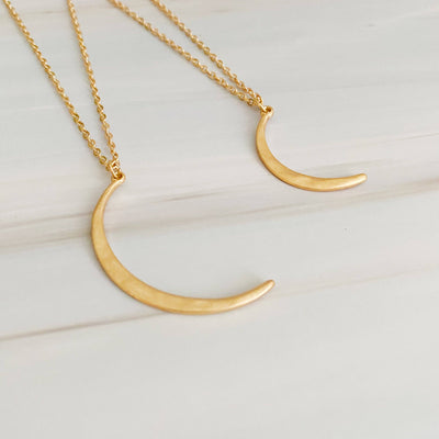 Crescent Duo Necklace Set Of 2: Gold