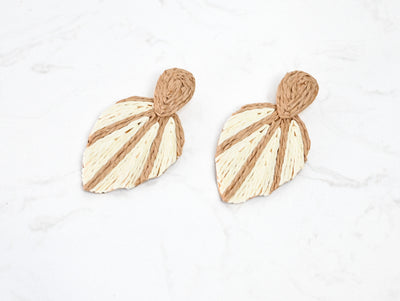 Wrapped Raffia Leaf Earrings