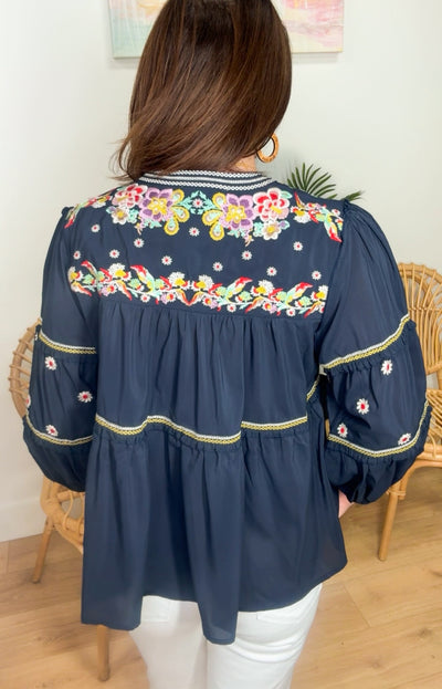 Dance With Me Tiered Embroidered Top