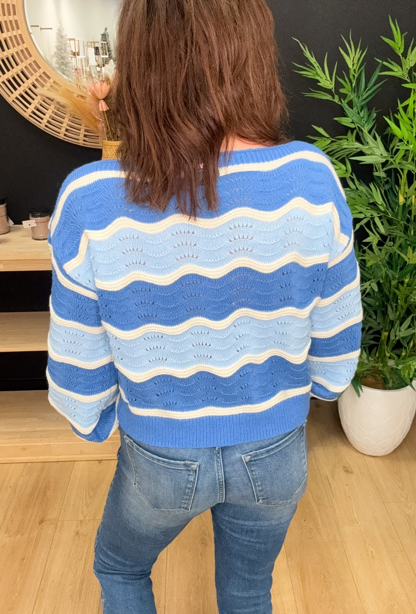 Mama Told Me Wavy Striped Cropped Sweater