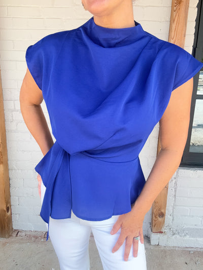 Raindrops Peplum Mock Neck Top