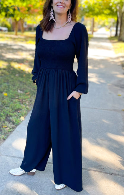 Cry of the Wild Black Square Neck Jumpsuit