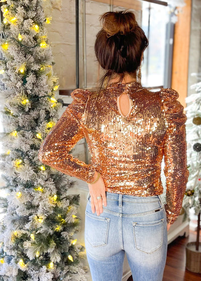 Crying in the Chapel Sequin Mock Neck Top