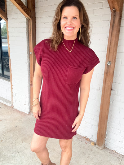 Close To You Ribbed Mock Neck Sweater Dress