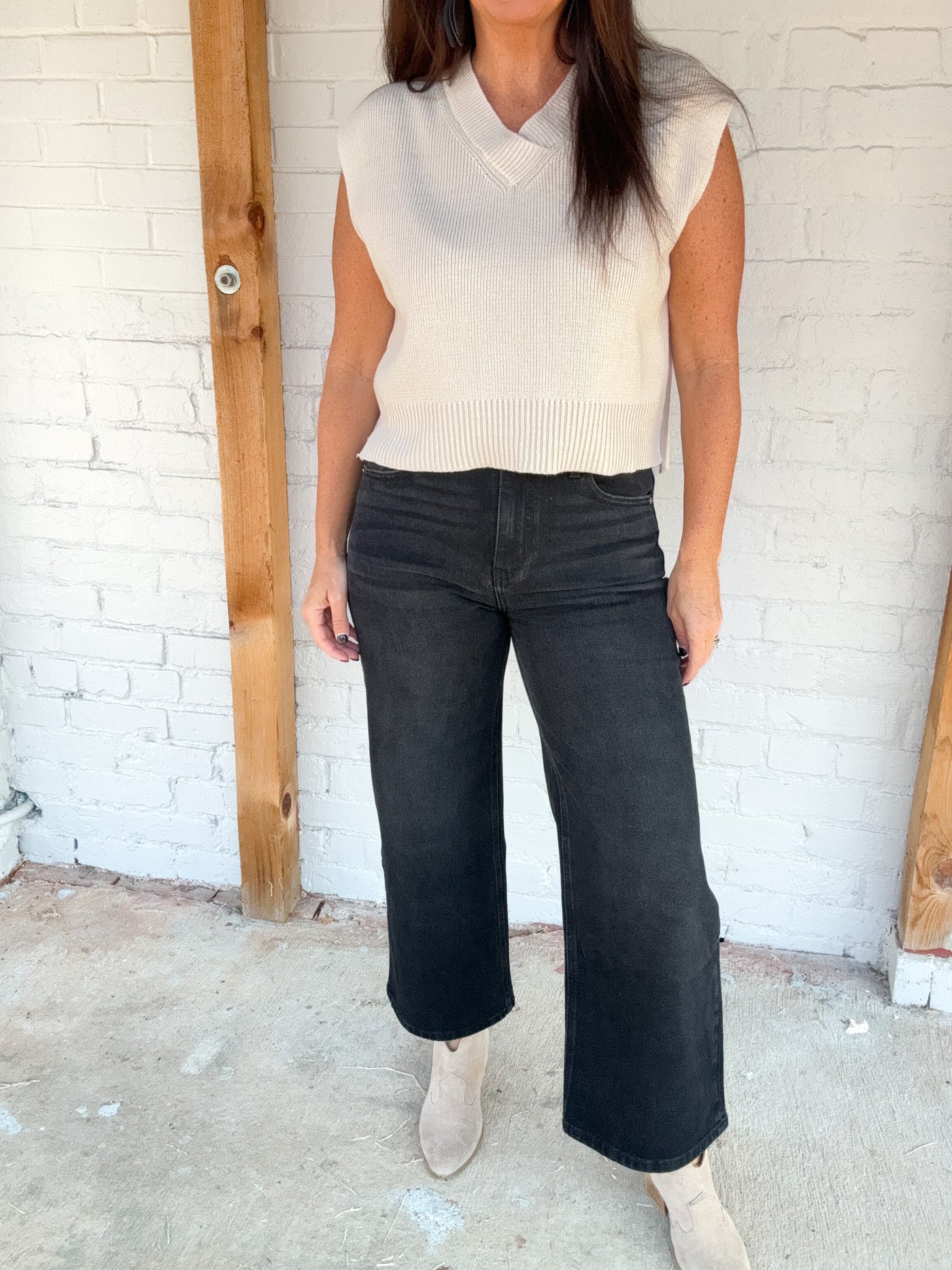 Kieran High Rise Cropped Wide Leg Jeans