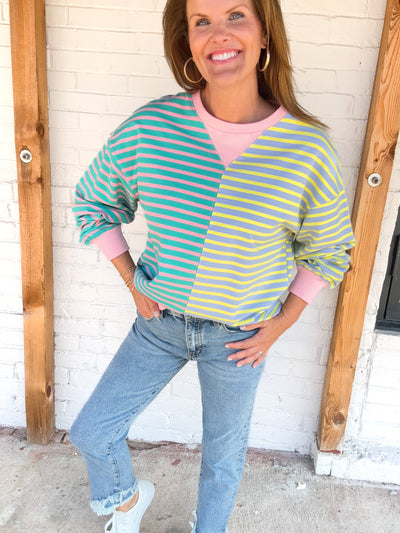 Walk Right Back Colorblock Stripe Knit Top