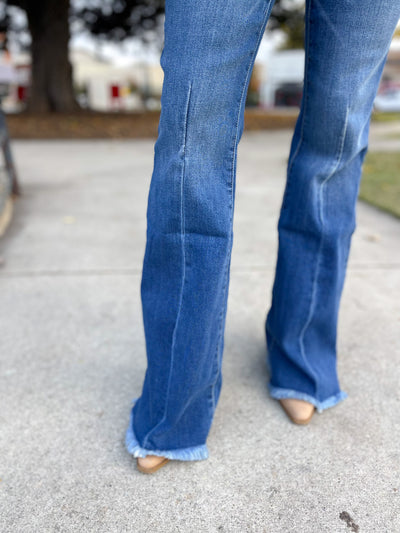 Magnolia High Rise Frayed Hem Flare Jeans