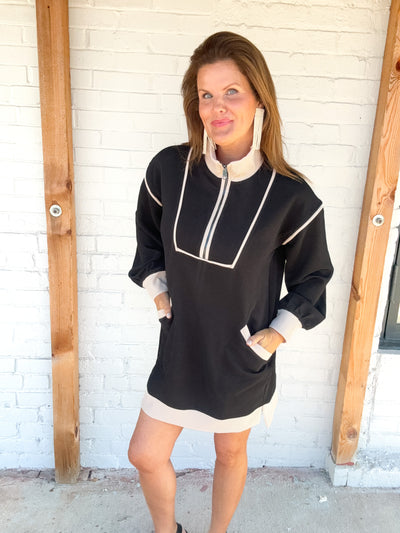 Stand By Me Ribbed Zip Up Colorblock Dress