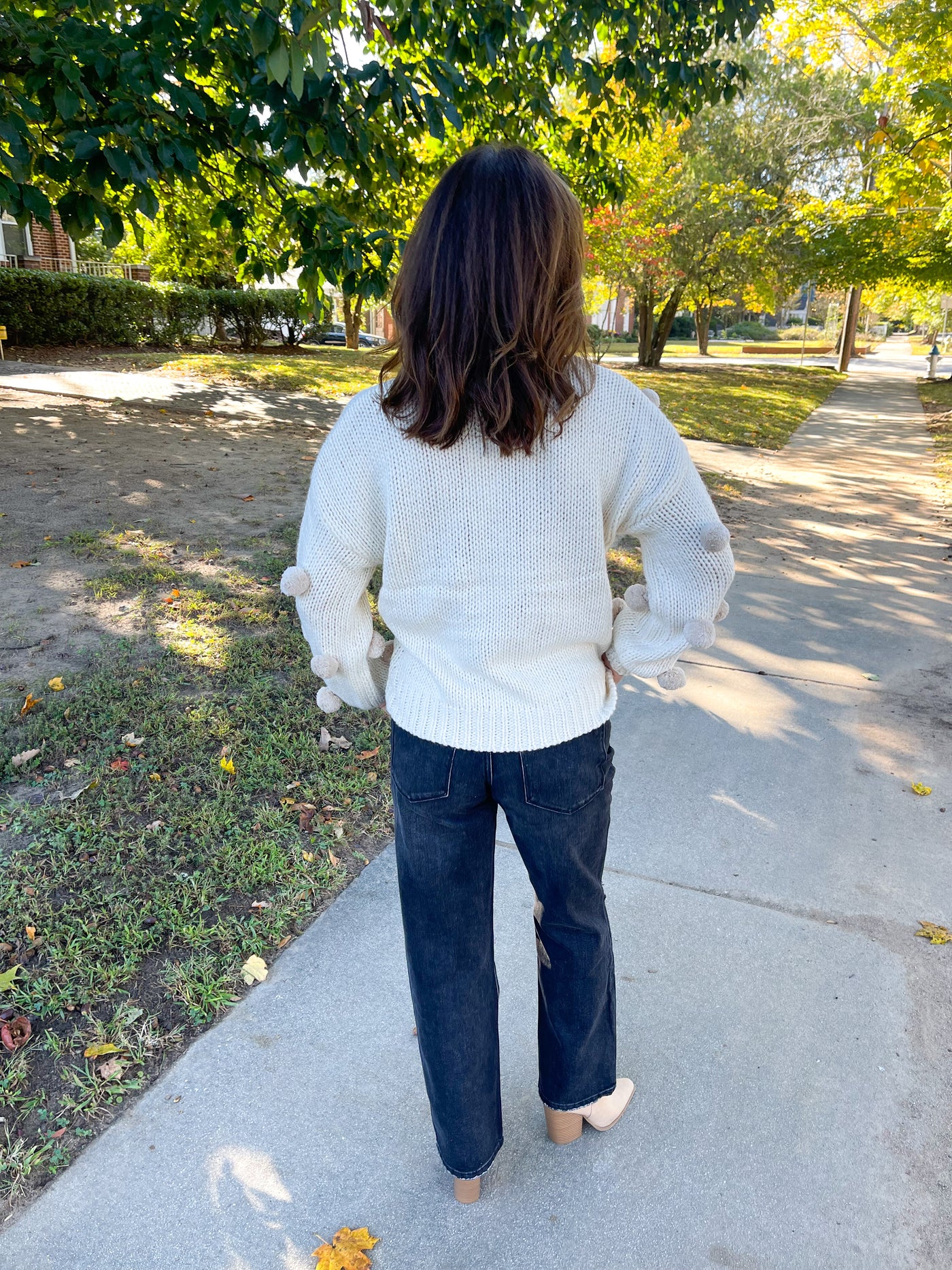Mockin' Bird Hill Ivory Pom Pom Chunky Knit Sweater