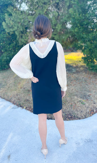 Changing Partners Pleated Blouse Sweater Dress