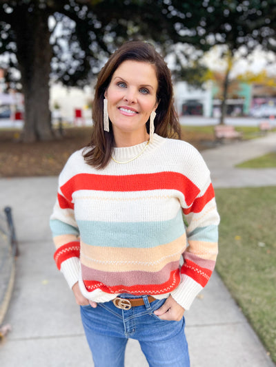 Pretend Colorblock Stripe Sweater