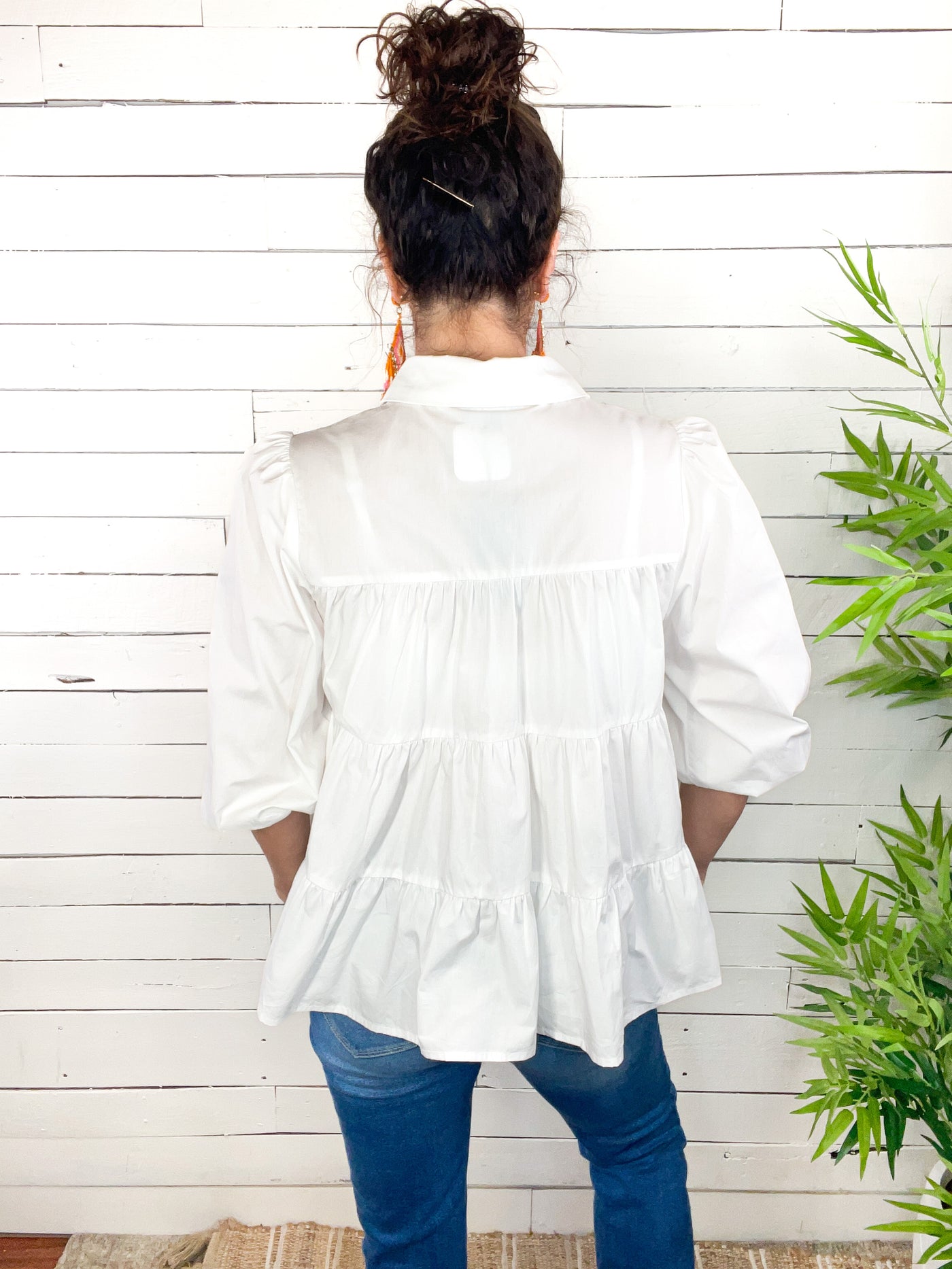 The Wayward Wind Tiered Button Down Top