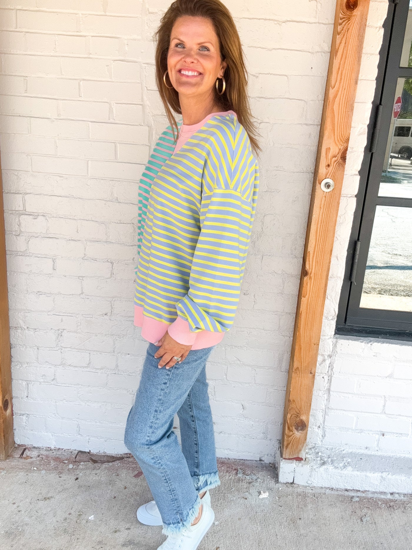 Walk Right Back Colorblock Stripe Knit Top