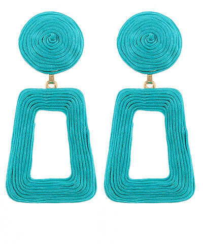 Wrapped Open Trapezoid Drop Earrings