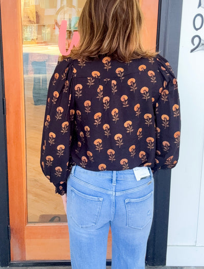 One More Night Ruffle Trim Peasant Top