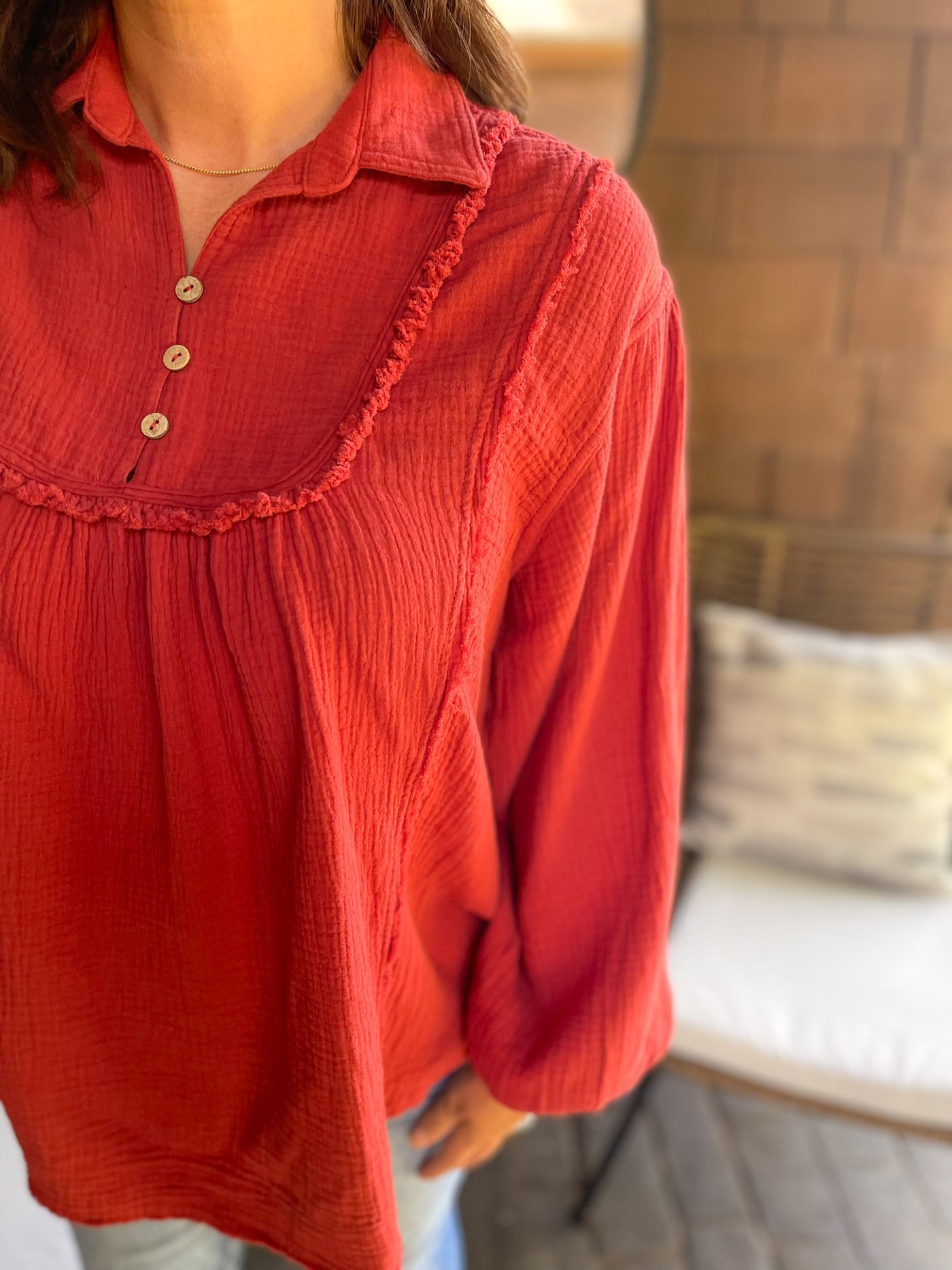 The Way I Feel About You Gauze Peasant Top