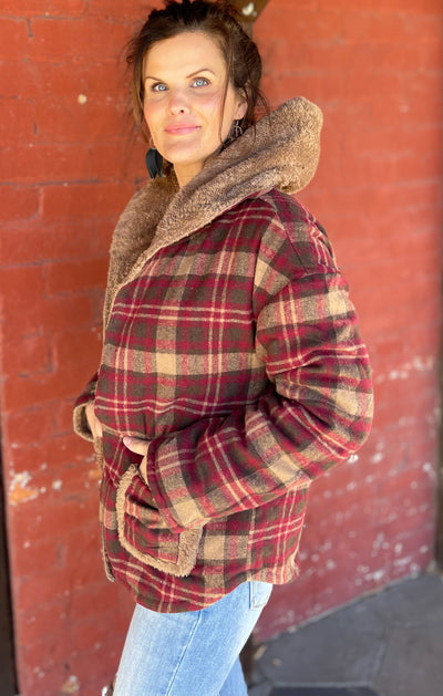 Flannel Plaid Hooded Reversible Jacket