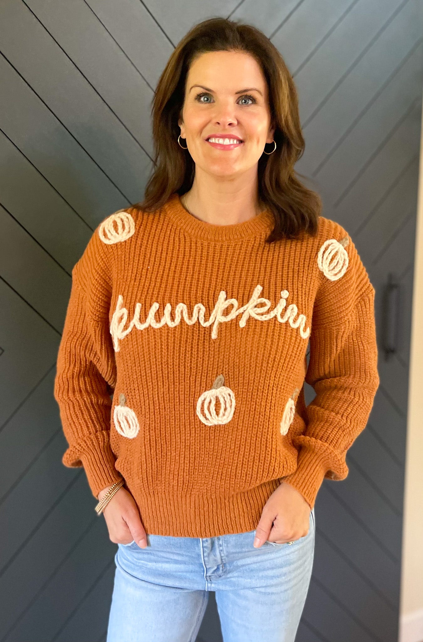 Pumpkin Yarn Stitched Sweater