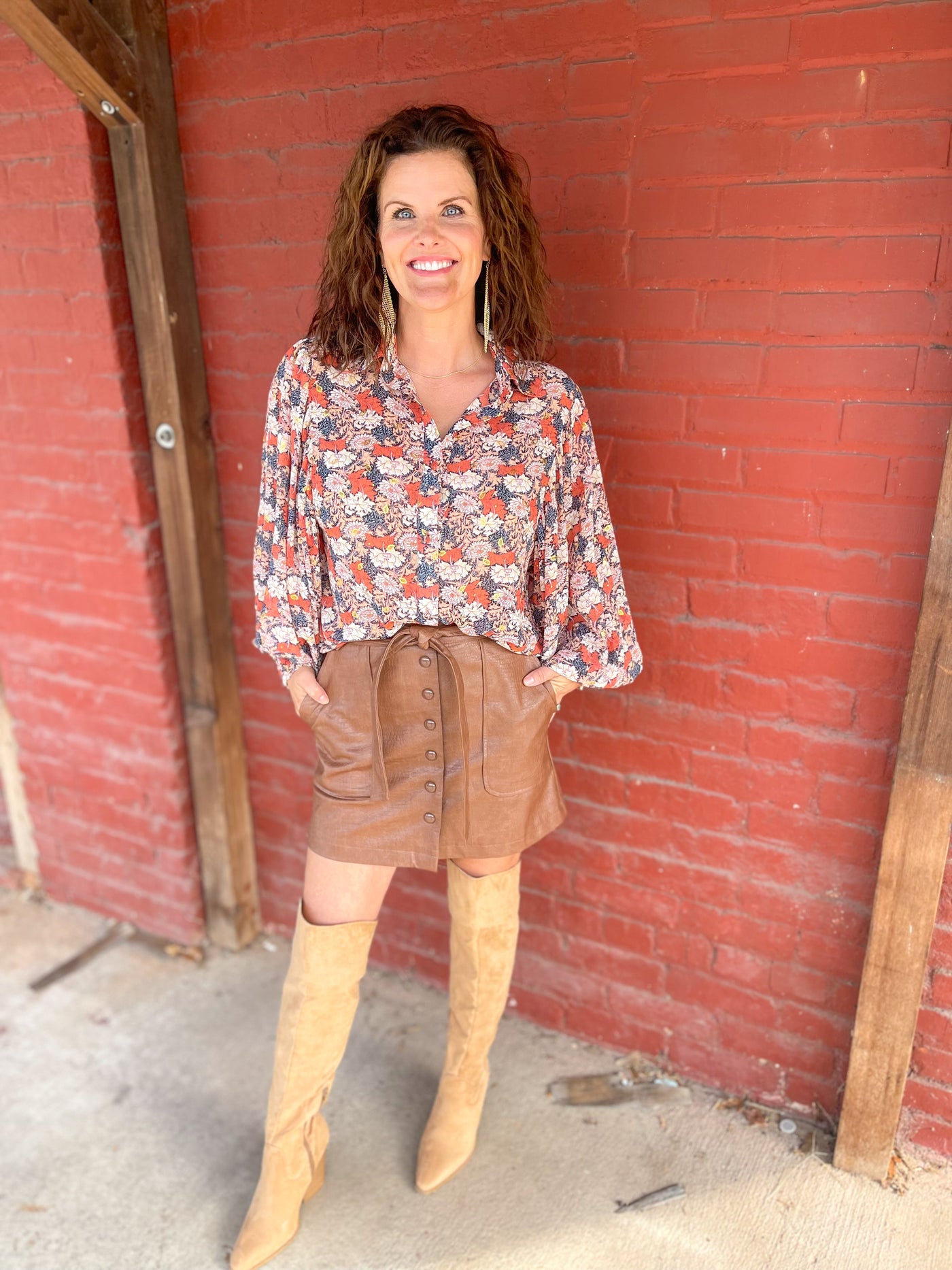 Ice Ice Baby Floral Print Puff Sleeve Button Down