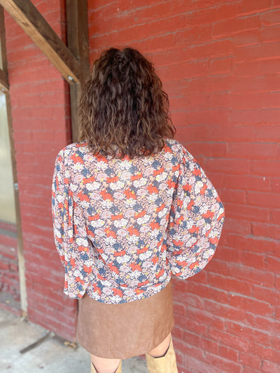 Ice Ice Baby Floral Print Puff Sleeve Button Down