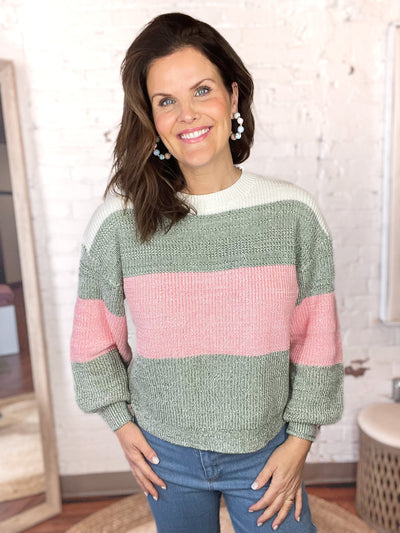 Standing on the Corner Marled Colorblock Sweater