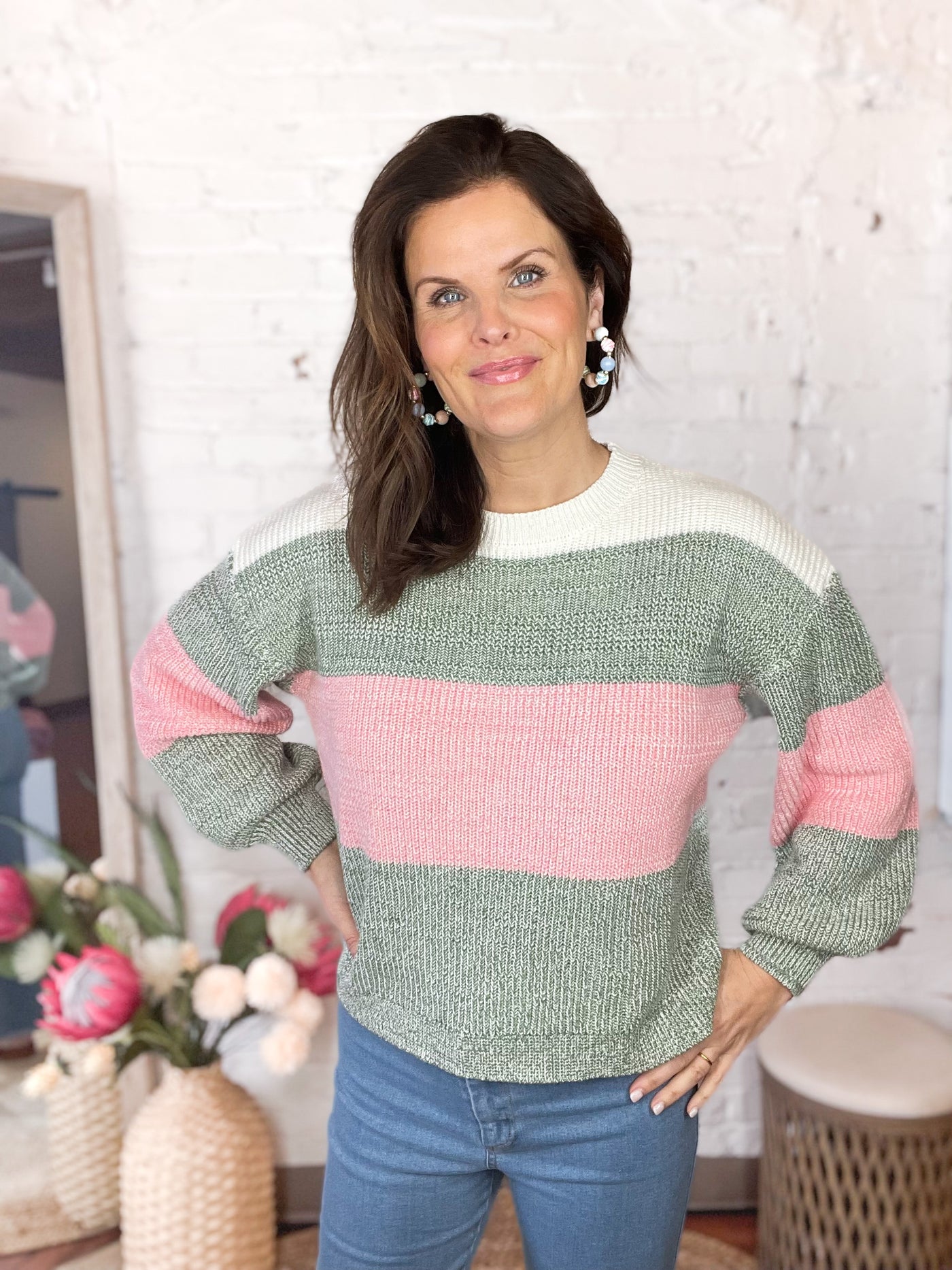 Standing on the Corner Marled Colorblock Sweater