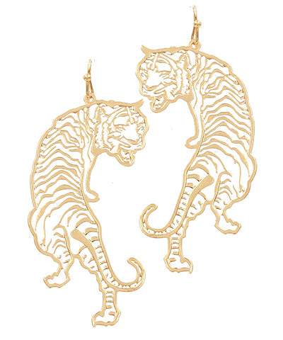 Brass Tiger Filigree Earrings