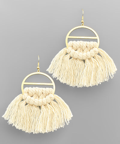 Circle Half Woven Tassel Earrings