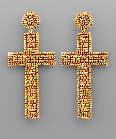 Bead Cross Earrings
