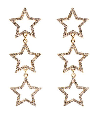 Triple Pave Star Drop Earrings