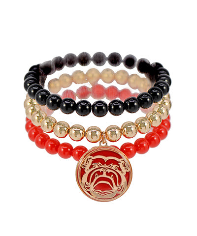 "GEORGIA GAME DAY" Team Logo Charm 3PC Bracelet