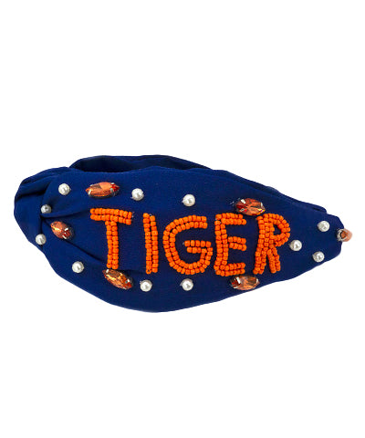 TIGER navy Beaded Headband